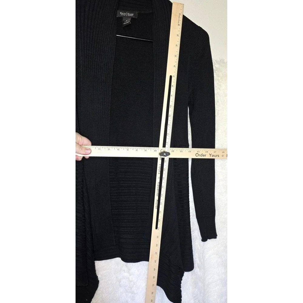 White House Black Market Streetwear Black Draped Open Front Cardigan Size S - Picture 3 of 4